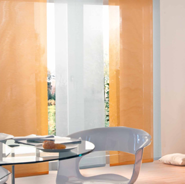 Flächenvorhang Panelo Solea in den Farben orange und silver aus der Indes-Kollektion Panelo.